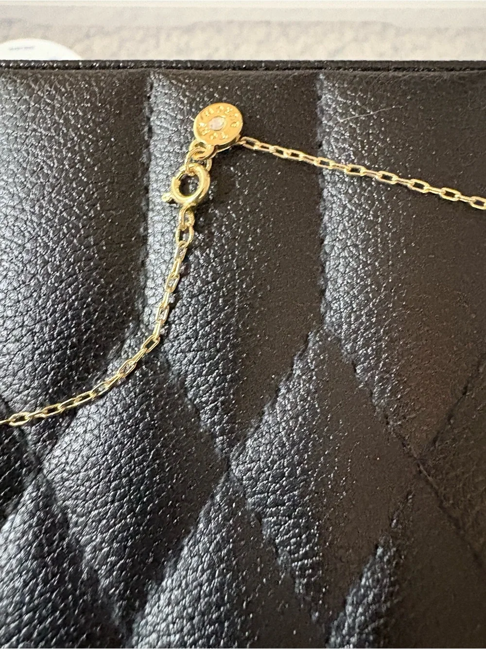 Tory Burch Gold Logo Station Necklace with White Beads